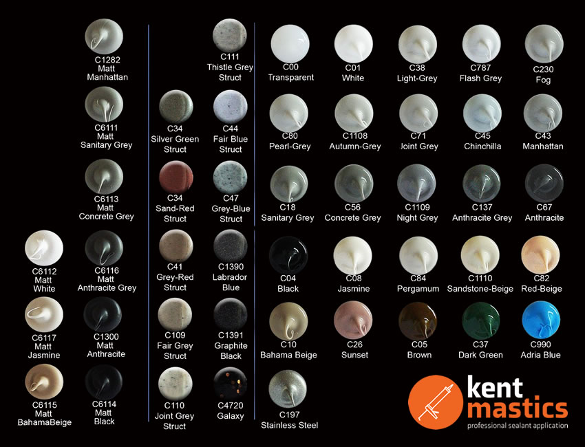 Kent Mastics Sealant Colour Range